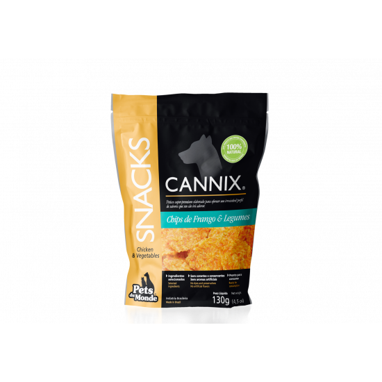 Cannix petisco natural para caes chips de frango e legum
