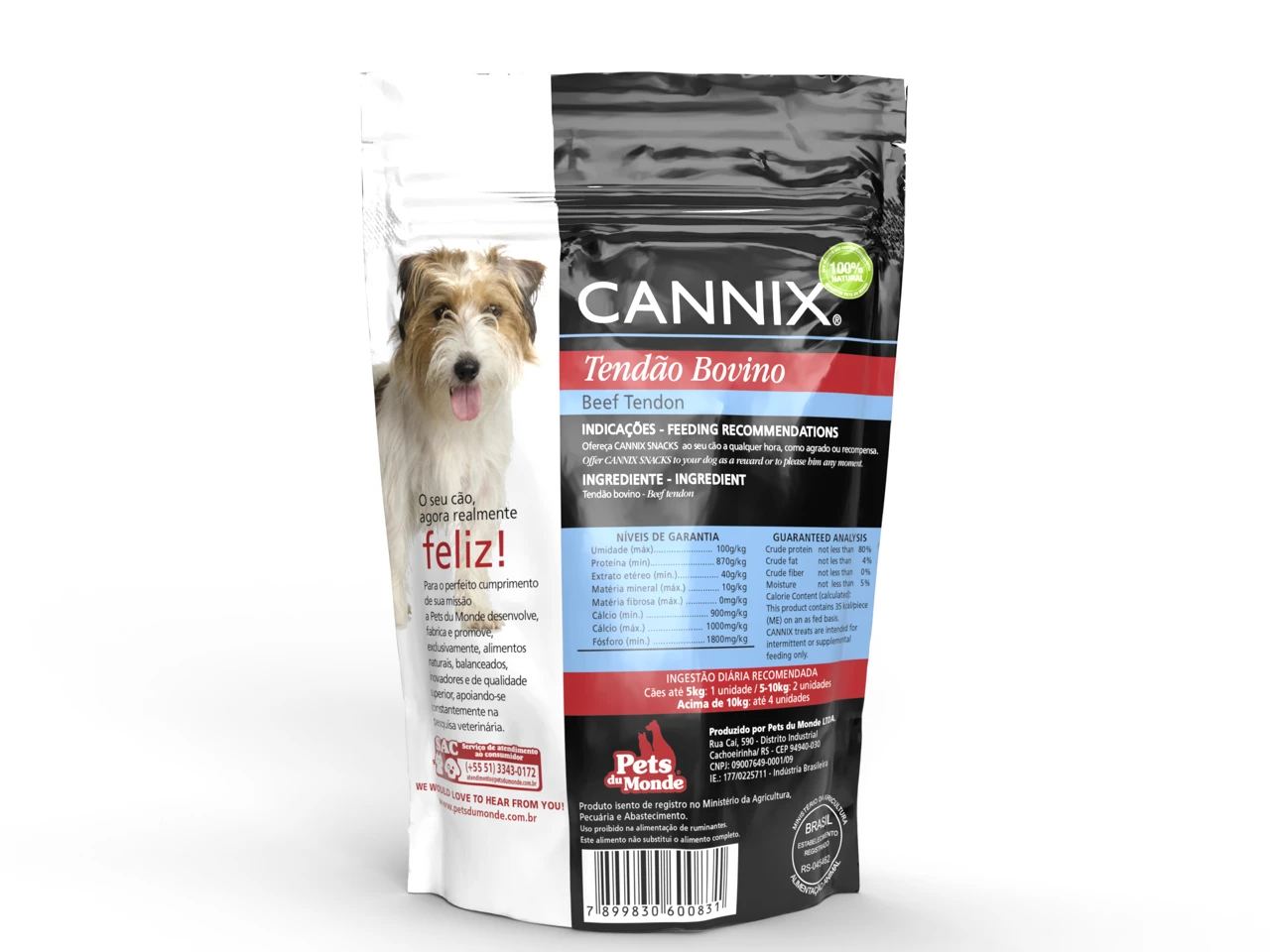 Mordedor Natural para cachorro tendão bovino 90 g | CANNIX
